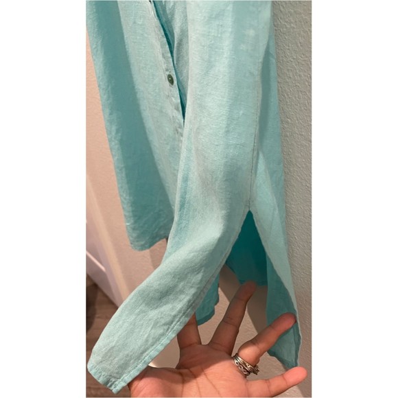 EILEEN FISHER Sleeveless Button Down Aqua Tunic - Picture 5 of 6